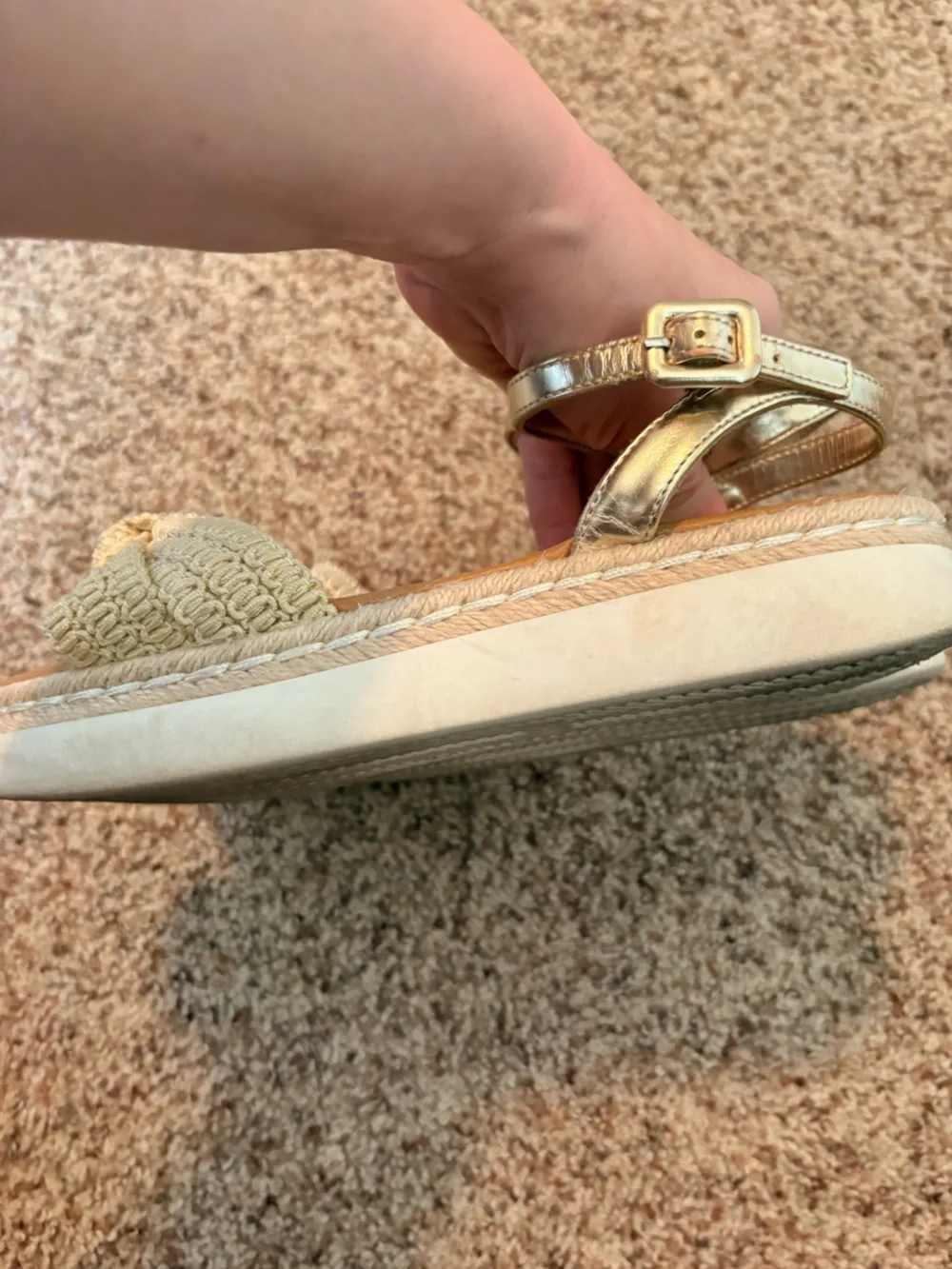 Steve Madden Cream Braided Strap Sandals with Metallic Ankle Strap